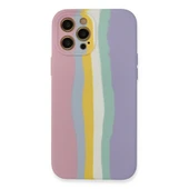 Apple İphone 12 Pro Max Kılıf Ebruli Lansman Silikon - Pembe-lila thumbnail 1