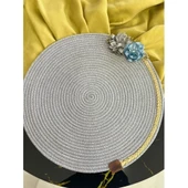 Decohandy 39cm Çiçekli Jüt Örme Supla Amerikan Servis thumbnail 3