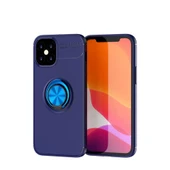 Apple İphone 12 Mini Kılıf Range Yüzüklü Silikon - Mavi thumbnail 1