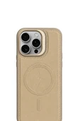 iPhone 16 Pro Max GripStand MagSafe Deri Kılıf Krem thumbnail 3