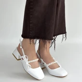 Ceyda Beyaz Cilt Topuklu Ayakkabı thumbnail 4