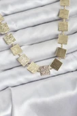 Kare Plaka Model Gold Renk Kadın Kolye thumbnail 1