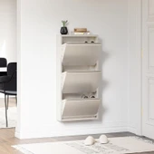3 Raflı Metal Ayakkabılık Krem thumbnail 4