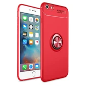 Apple İphone 6 Kılıf Range Yüzüklü Silikon - Kırmızı thumbnail 1