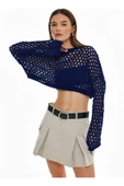 Ajur Detaylı Crop Triko LACİVERT thumbnail 1