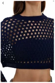 Ajur Detaylı Crop Triko LACİVERT thumbnail 4