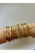 Gold Trend Taşlı İşlemeli Kelepçe Bileklik thumbnail 2