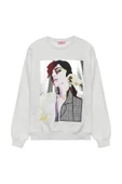 Baskı ve Aplike Detaylı Sweatshirt Gri thumbnail 1