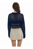 Ajur Detaylı Crop Triko LACİVERT thumbnail 2