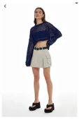 Ajur Detaylı Crop Triko LACİVERT thumbnail 3
