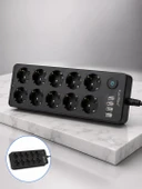USB ve Type-C Şarj Özellikli 10'lu Çoklu Priz thumbnail 5