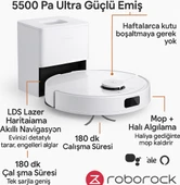 Roborock Q8 Max Pro Plus Robot Süpürge Beyaz TEŞHİR thumbnail 5