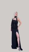 ELBISE STRAPLEZ YIRTMAÇLI ŞALLI thumbnail 10