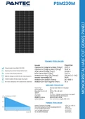 Pantec Solar Halfcut 230W Güneş Paneli thumbnail 2