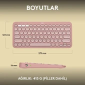 Logitech Pebble Keys 2 K380s Multi-Device Bluetooth Klavye - Pudra Pembe 920-011861 thumbnail 1