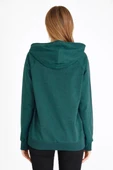Kadın Yeşil Kapüşonlu Basic Örme Sweatshirt thumbnail 4
