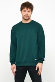 Erkek Koyu Yeşil Basic Bisiklet Yaka Sweatshirt thumbnail 2