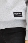 Kadın Gri Kapüşonlu Basic Örme Sweatshirt thumbnail 3