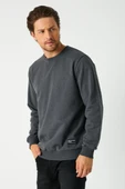 Erkek Antrasit Basic Bisiklet Yaka Sweatshirt thumbnail 1