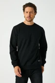 Erkek Siyah Basic Bisiklet Yaka Sweatshirt thumbnail 1