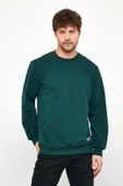 Erkek Koyu Yeşil Basic Bisiklet Yaka Sweatshirt thumbnail 1