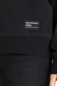 Kadın Siyah Kapüşonlu Basic Örme Sweatshirt thumbnail 3