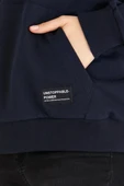 Kadın Lacivert Kapüşonlu Basic Örme Sweatshirt thumbnail 3