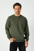 Erkek Haki Basic Bisiklet Yaka Sweatshirt thumbnail 2