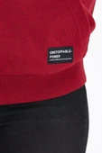 Kadın Bordo Kapüşonlu Basic Örme Sweatshirt thumbnail 3