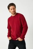 Erkek Bordo Basic Bisiklet Yaka Sweatshirt thumbnail 1