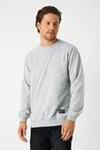 Erkek Gri Basic Bisiklet Yaka Sweatshirt thumbnail 2