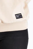 Kadın Bej Kapüşonlu Basic Örme Sweatshirt thumbnail 3