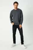 Erkek Antrasit Basic Bisiklet Yaka Sweatshirt thumbnail 2