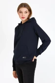 Kadın Lacivert Kapüşonlu Basic Örme Sweatshirt thumbnail 2