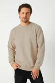 Erkek Bej Basic Bisiklet Yaka Sweatshirt thumbnail 2