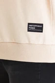 Kadın Bej Renk Basic Bisiklet Yaka Sweatshirt thumbnail 3