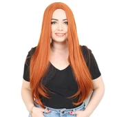 Fiber Sentetik Uzun Düz Peruk / Bakır thumbnail 1