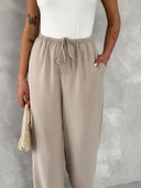 Kadın Ayrobin Oversize Kadın Pantalon - Bej thumbnail 2