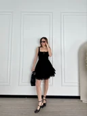 Kadın Mini Askılı Elbise - Siyah thumbnail 6