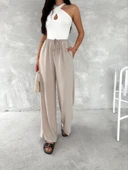Kadın Ayrobin Oversize Kadın Pantalon - Bej thumbnail 4