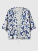 LCW Vision Mavi Çiçekli Oversize Kadın Kimono thumbnail 1