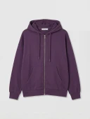 LCWAIKIKI Basic Mor Kapüşonlu Oversize Kadın Fermuarlı Sweatshirt thumbnail 5