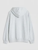 LCWAIKIKI Basic Beyaz Kapüşonlu Oversize Kadın Fermuarlı Sweatshirt thumbnail 6