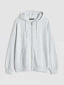LCWAIKIKI Basic Beyaz Kapüşonlu Oversize Kadın Fermuarlı Sweatshirt thumbnail 5
