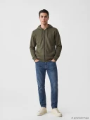 LCWAIKIKI Basic Haki Erkek Fermuarlı Sweatshirt thumbnail 2