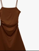 Drape Detaylı İnce Askılı Mini Bodycon Elbise thumbnail 3