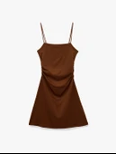 Drape Detaylı İnce Askılı Mini Bodycon Elbise thumbnail 1