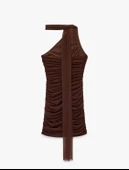 Slim Fit Drapeli Tek Omuz Mini Bodycon Elbise thumbnail 4