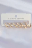 Pirinç Gold Renk Kalp Model Küpe Seti thumbnail 1