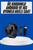 Amoled Ekran Akıllı Saat Üç Kordonlu İOS Android Uyumlu thumbnail 2